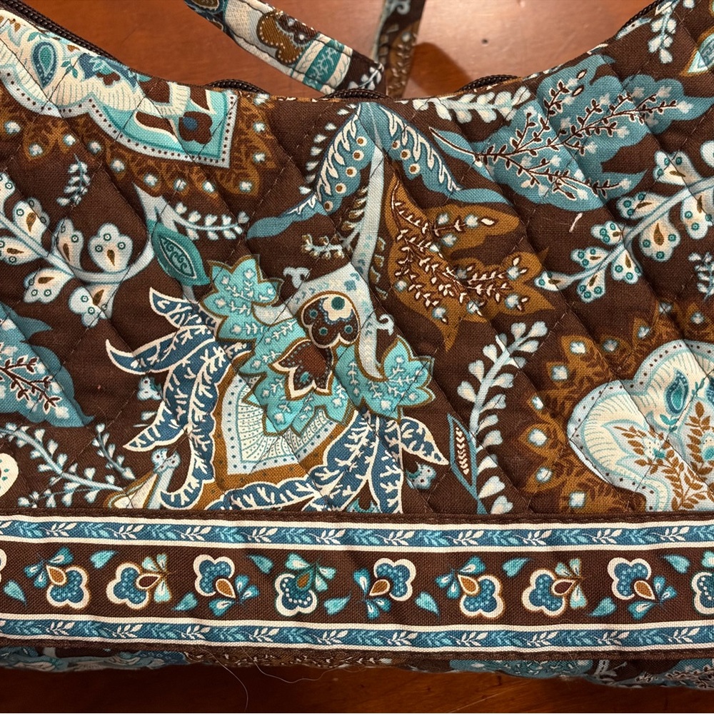 Vera Bradley Quilted Floral-Print Shoulder Bag in Teal and Brown - Picture 3 of 12